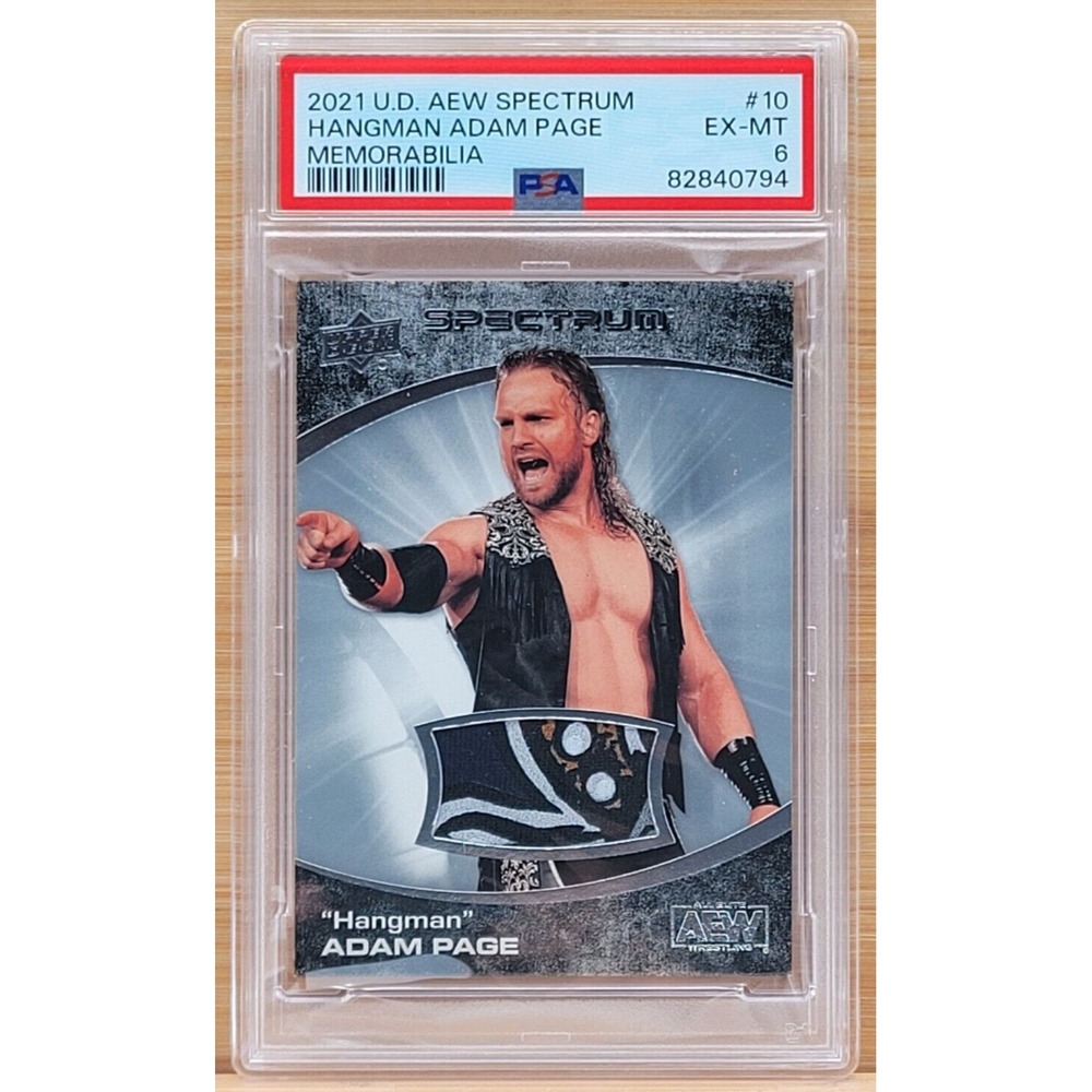 2021 UPPER DECK AEW SPECTRUM HANGMAN ADAM PAGE MULTI-COLORED RELIC‎ PSA 6